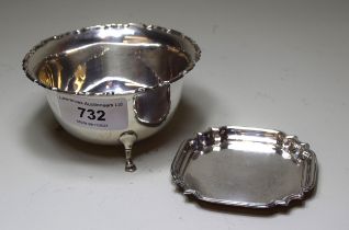 Birmingham silver sugar bowl, together with a small silver trinket dish