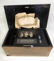 19th Century Swiss eight air musical box with bells and original song card (with losses), in a