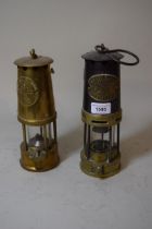 Brass and steel miner's safety lamp by Thomas & Williams, Aberdare, together with another by