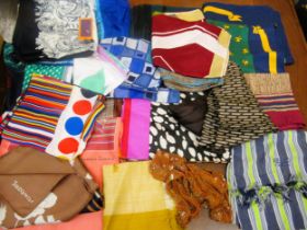 Quantity of various silk head scarves, including Jaeger, Kenzo and YSL