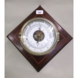 Early 20th Century brass cased holosteric compensated barometer / thermometer by Schatz, mounted