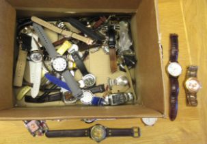 Box containing a quantity of various ladies and gents wristwatches