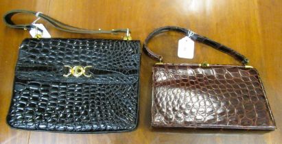 Widegate of London, vintage leather handbag, together with another black leather handbag
