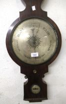 19th Century rosewood banjo shaped five glass barometer, signed C.A. Conti, 101cm high