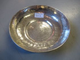 Middle Eastern white metal dish with engraved decoration 7.5oz t