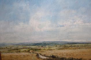 Ken Hildrew, oil on canvas, Sussex landscape near Alfriston, signed, 15.5ins x 19.5ins, gilt framed