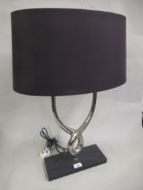 Porta Romana, stylised silver plated twin branch table lamp