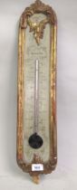 18th / 19th Century French gilded and painted thermometer, 68cm high Not working. Various damages,