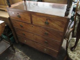 19th Century mahogany straight front chest of two short over three long graduated drawers with