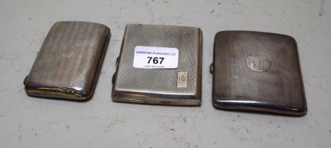 Three silver cigarette cases, 9oz t