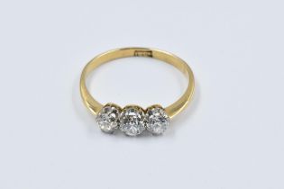 18ct Yellow gold three stone diamond ring