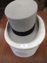 Grey top hat by Moss Bros, size 7.25