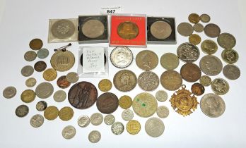 Victorian crown and half crown, 1890, a cartwheel penny and a small quantity of other