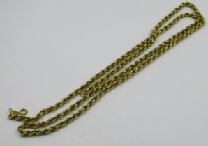 18ct Gold rope necklace, 28g, 83cm