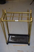 Reproduction brass six division umbrella stand with cast base