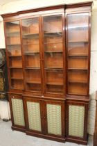 Good quality 19th Century mahogany inverted breakfront library bookcase, the moulded cornice above
