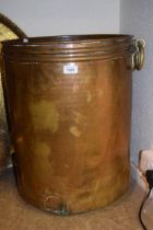 Beaten copper cyclindrical log bucket, 58cm high