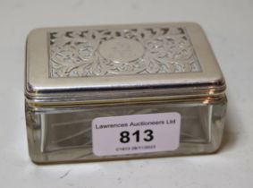 George IV silver topped glass dressing table box