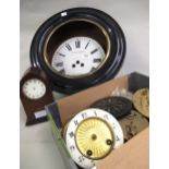 Quantity of various clock movements, French ebonised wall clock case and two other cases