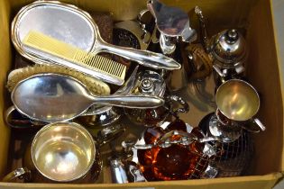 Quantity of various silver plated items including teaware, dressing table set etc.