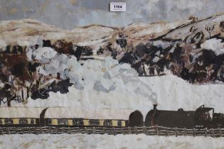 Robert Pendred, mixed media on handmade paper ' Yorkshire Moors, Pullman Train ', signed with