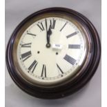 Late 19th / early 20th Century circular wall clock with a stained moulded case, painted dial,