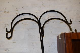 Pair of painted wrought iron bird feeder or hanging basket stands