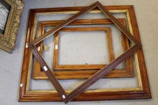 19th Century birds eye maple picture frame, 84 x 71cm aperture, together with two similar, smaller