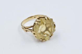9ct Gold citrine set dress ring, 5.8g, size L