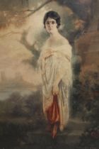 Large rectangular gilt framed print of a 1920's lady