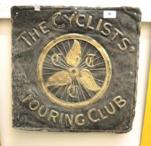 Vintage cycling related metal sign, ' The Cyclists Touring Club ', 41cm square and another, '