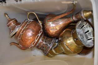 Quantity of miscellaneous Sudanese brass and copper jug, kettles, bowls etc.