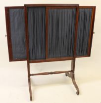 19th Century mahogany firescreen with sliding pleated panels
