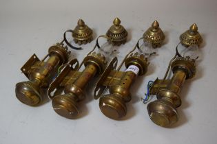 Set of four brass GWR wall lights (lacking glass)