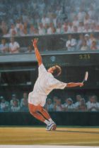 Terence J. Gilbert, artist signed Limited Edition coloured lithograph ' Stefan Edberg ', No. 43 of