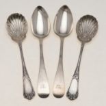 A PAIR OF GEORGE III IRISH SERVING SPOONS.