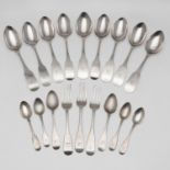 VARIOUS GEORGE III/ IV SCOTTISH AND IRISH FIDDLE FLATWARE:.