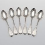 A SET OF SIX EARLY 19TH CENTURY SCOTTISH PROVINCIAL TEASPOONS.