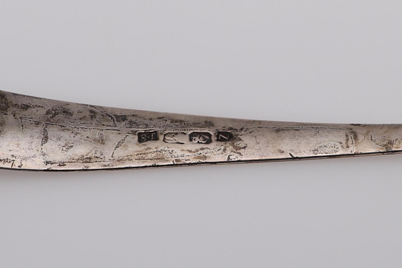A GEORGE III IRISH, BRIGHT-CUT AND STAR PATTERN SOUP LADLE. - Image 7 of 7