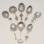 EIGHT VARIOUS LATE 19TH/ EARLY 20TH CENTURY DECORATIVE DUTCH SPOONS:-.