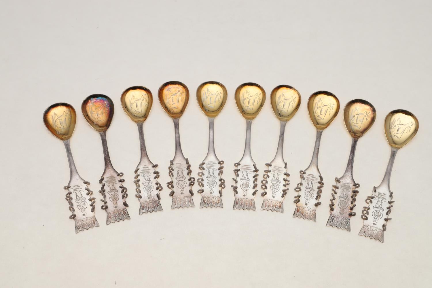 TWO SETS OF 20TH CENTURY SCANDINAVIAN TEA/ COFFEE SPOONS:-. - Image 2 of 5