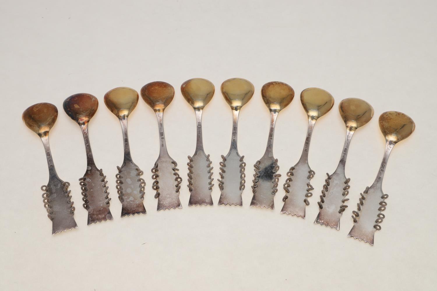 TWO SETS OF 20TH CENTURY SCANDINAVIAN TEA/ COFFEE SPOONS:-. - Image 3 of 5