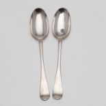 A PAIR OF GEORGE III SCOTTISH TABLESPOONS.