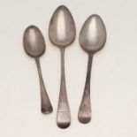 THREE LATE 18TH/EARLY 19TH CENTURY SPOONS:-.