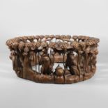 UNUSUAL LARGE CARVED WOODEN TABLE - MONKEY'S.