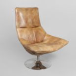 ANDREW MARTIN - DESIGNER LEATHER SWIVEL CHAIR 'CARLOTTA'.