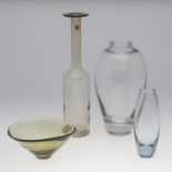 HOLMEGAARD - DANISH GLASS VASES & BOWL.