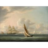 WILLIAM JOHN HUGGINS (1781-1845). SHIPPING IN THE ENGLISH CHANNEL: FRIGATES, WITH A FRENCH SAILING B