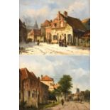 ADRIANUS EVERSEN (1818-1897). TOWN SCENES: SUMMER; WINTER.