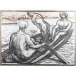 PATRICK REYNTIENS, OBE (1925-2021). MEN BATHING; TWO FIGURES (2); THREE FIGURES IN A BOAT. (d)